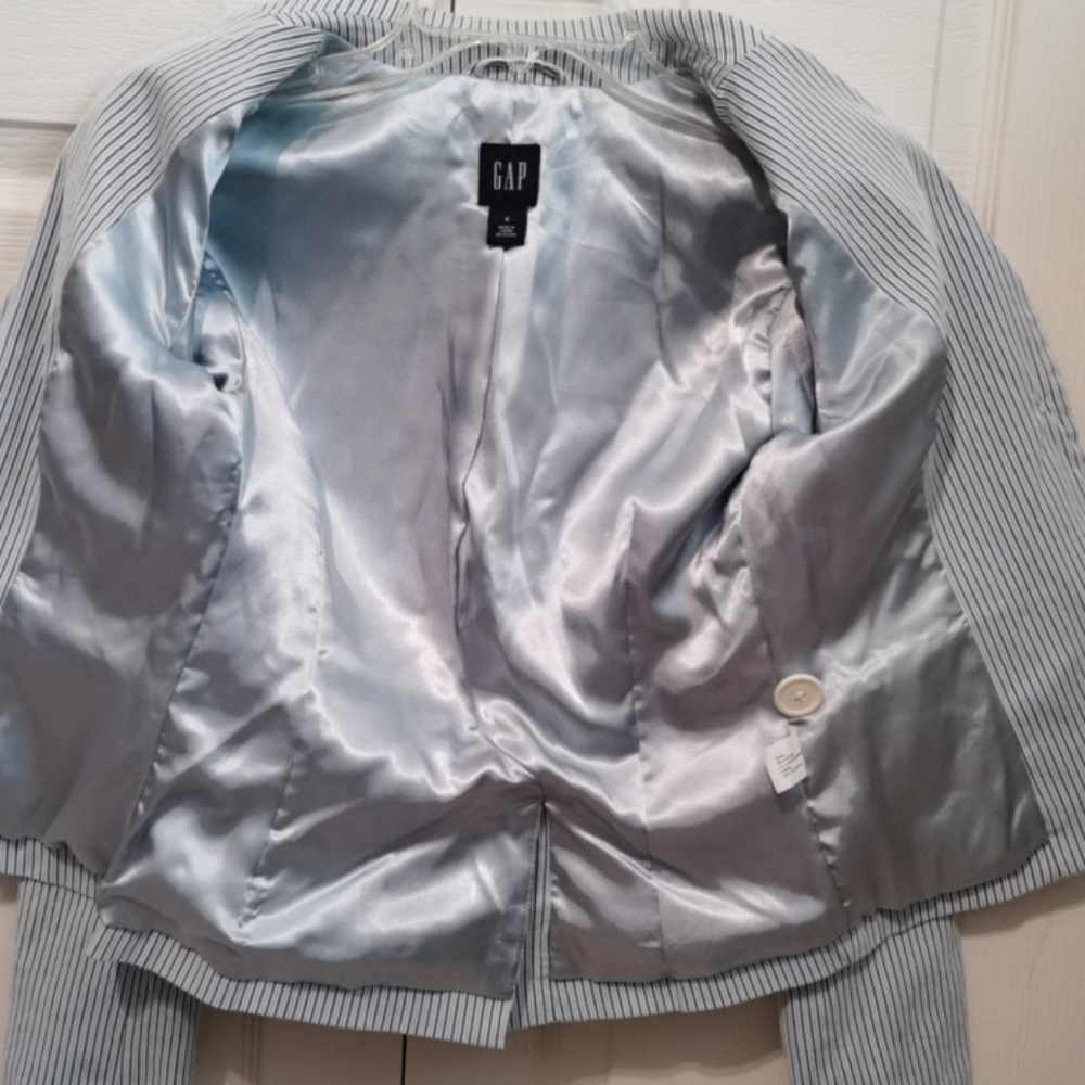 Gap Pinstriped Cotton Blend Tailored Jacket 0 - image 5